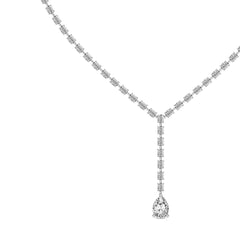 Luxury Y-Shape Tennis Necklace with Oval and Pear Cut Lab Diamonds