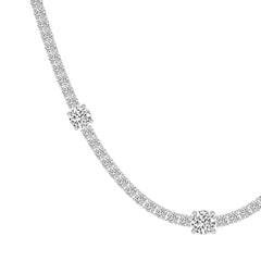 Round Lab Diamond Station Tennis Necklace