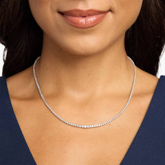 Round Lab Diamond Graduating Tennis Necklace