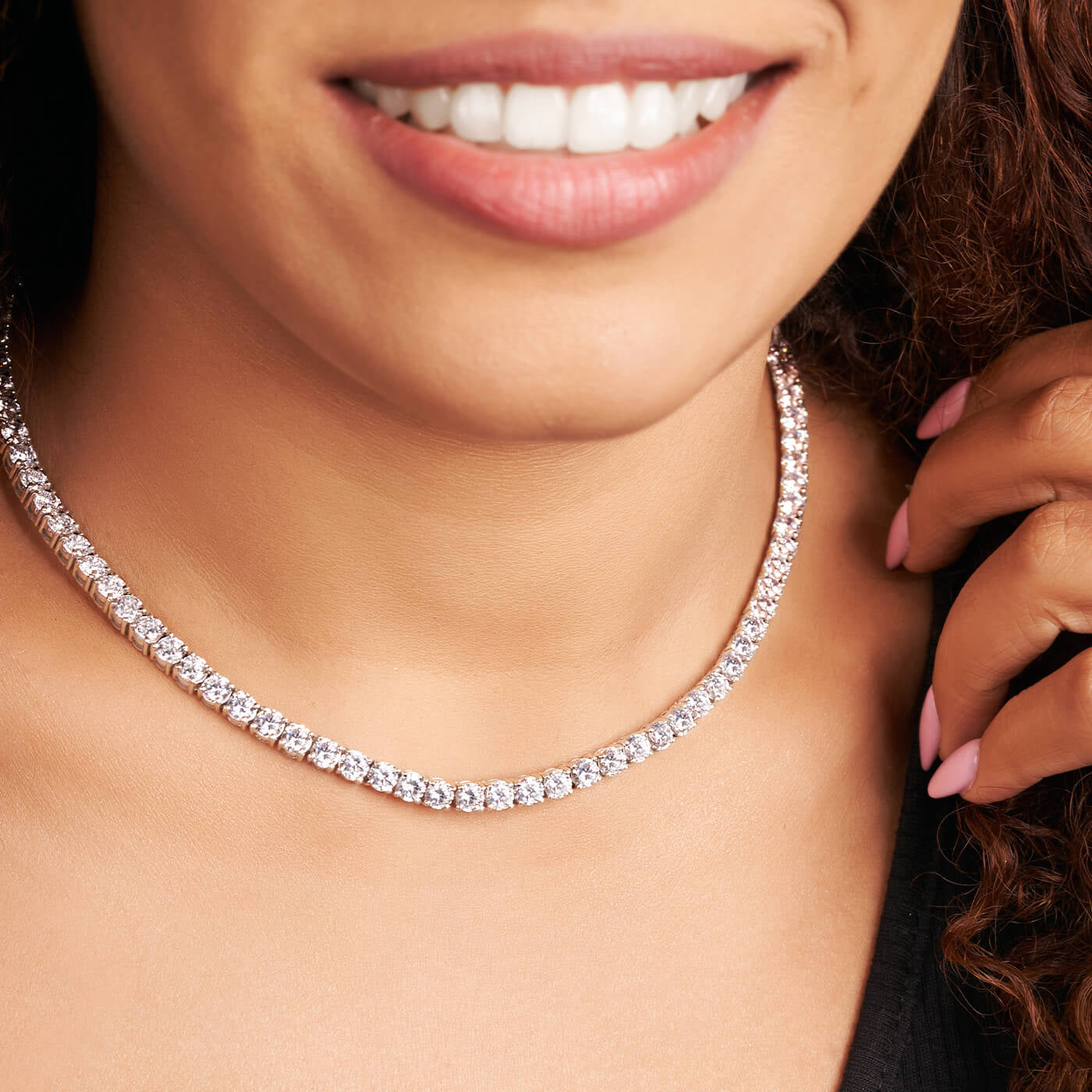 Round Lab Diamond Classic Tennis Necklace