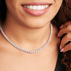 Round Lab Diamond Classic Tennis Necklace
