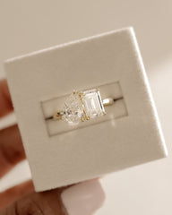 Dual Stone Toi et Moi Ring in Pear and Emerald Cuts Lab Grown Diamond