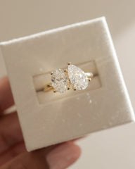 Dual Stone Toi et Moi Ring in Pear and Oval Cuts Lab Grown Diamond