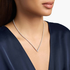 Round Lab Diamond Graduating Tennis Necklace