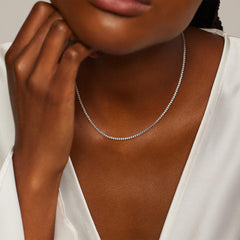Round Lab Diamond Sunburst Tennis Necklace