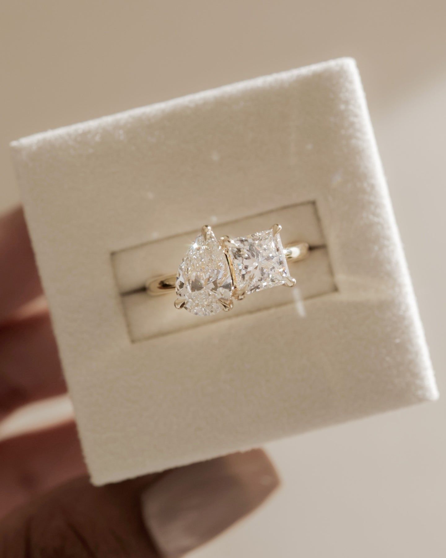 Dual Stone Toi et Moi Ring in Pear and Princess Cuts Lab Grown Diamond