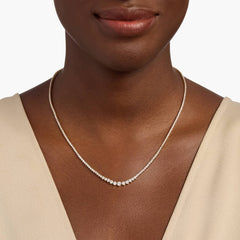 Round Lab Diamond Sunburst Graduating Tennis Necklace