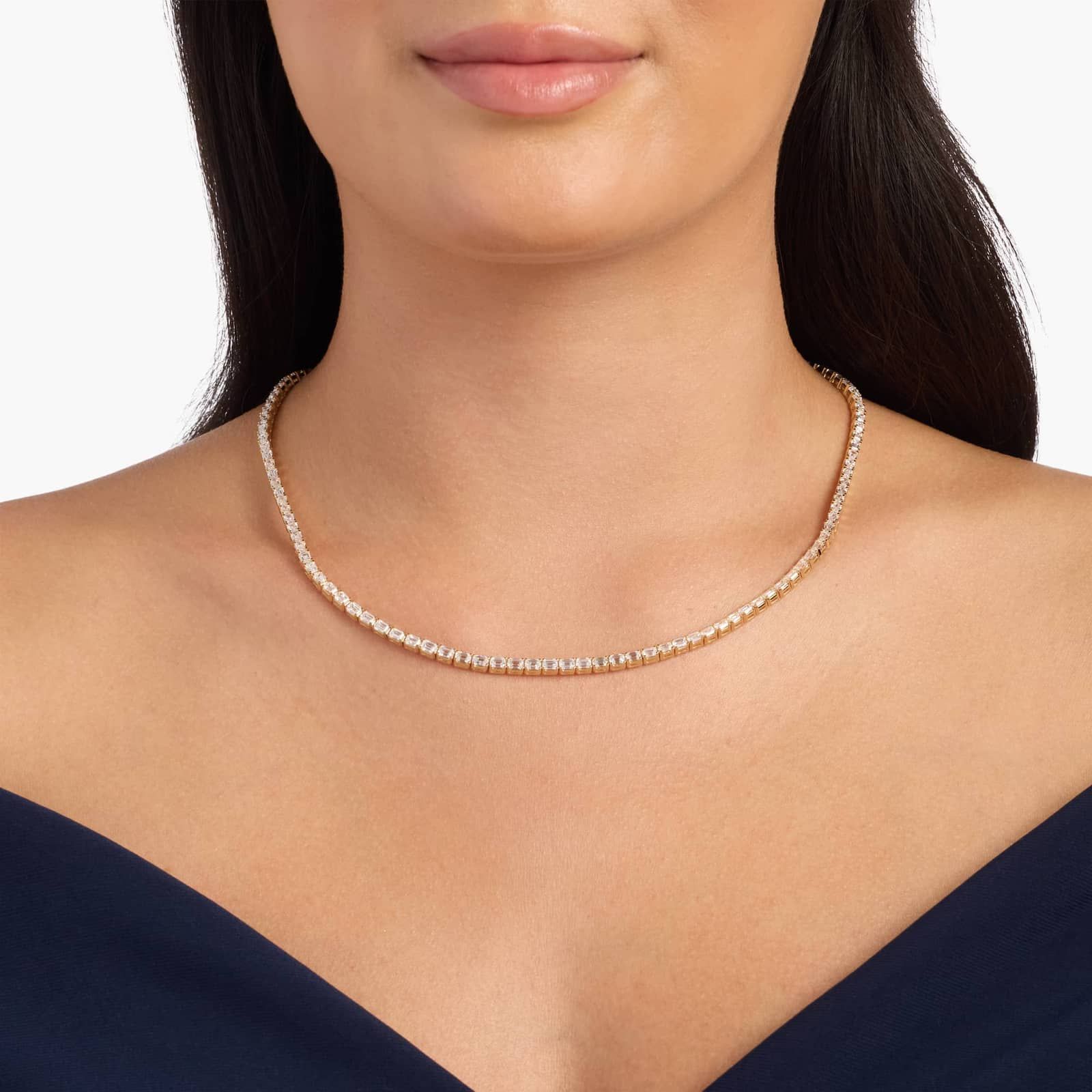Emerald Lab Diamond Classic Tennis Necklace