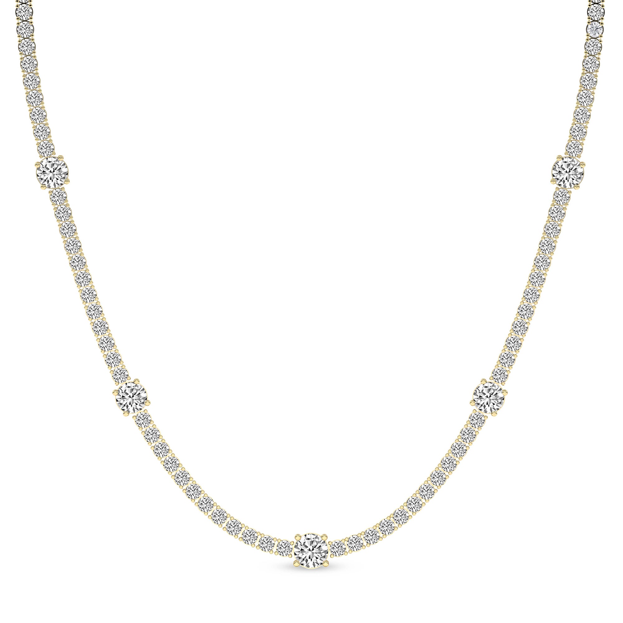 Round Lab Diamond Station Tennis Necklace