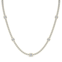 Round Lab Diamond Station Tennis Necklace