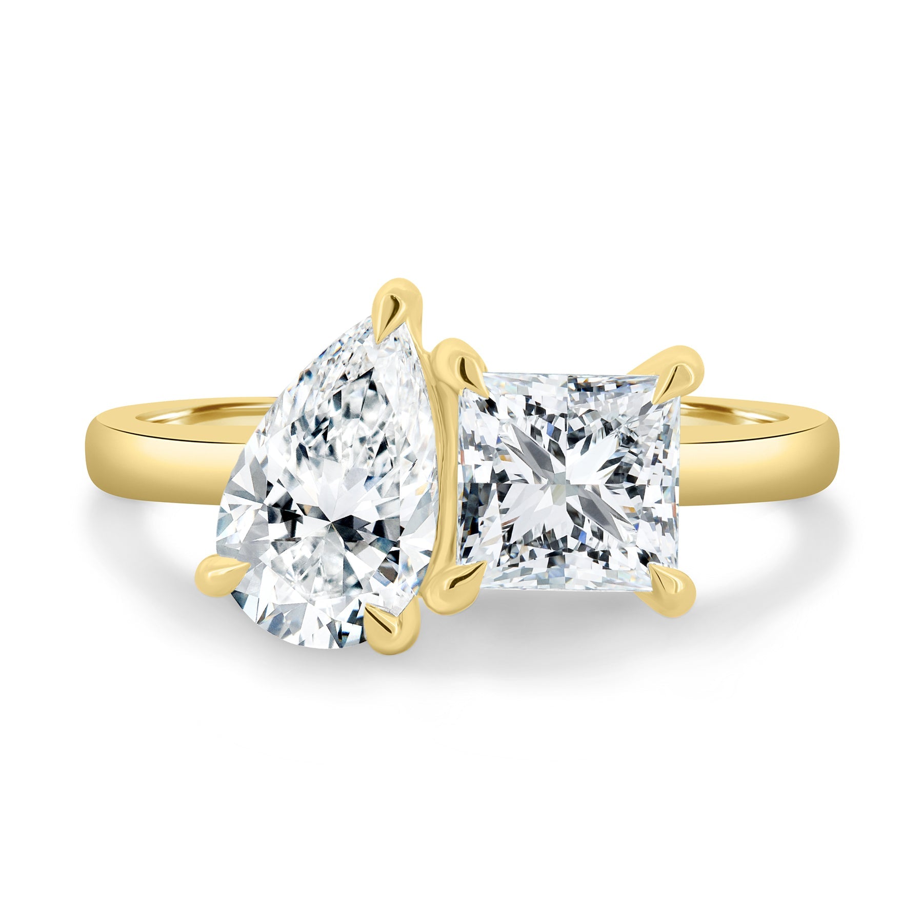 Dual Stone Toi et Moi Ring in Pear and Princess Cuts Lab Grown Diamond