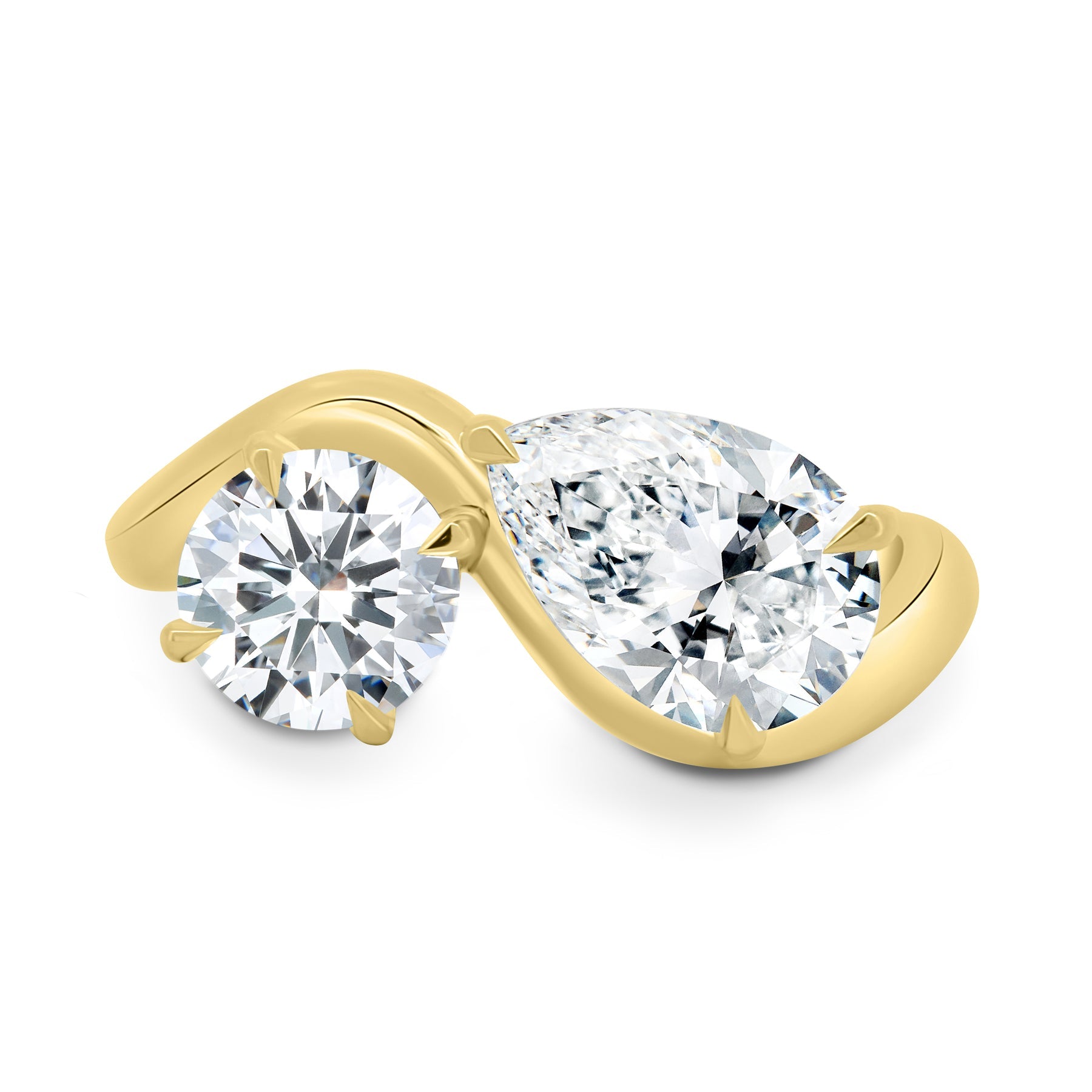 Dual Stone Toi et Moi Ring in Pear and Round Cuts Lab Grown Diamond