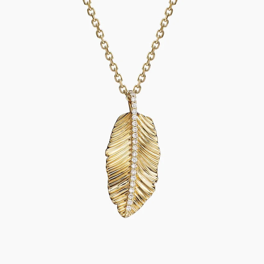 0.10 CTW Round Lab Diamond Leaf Pendant