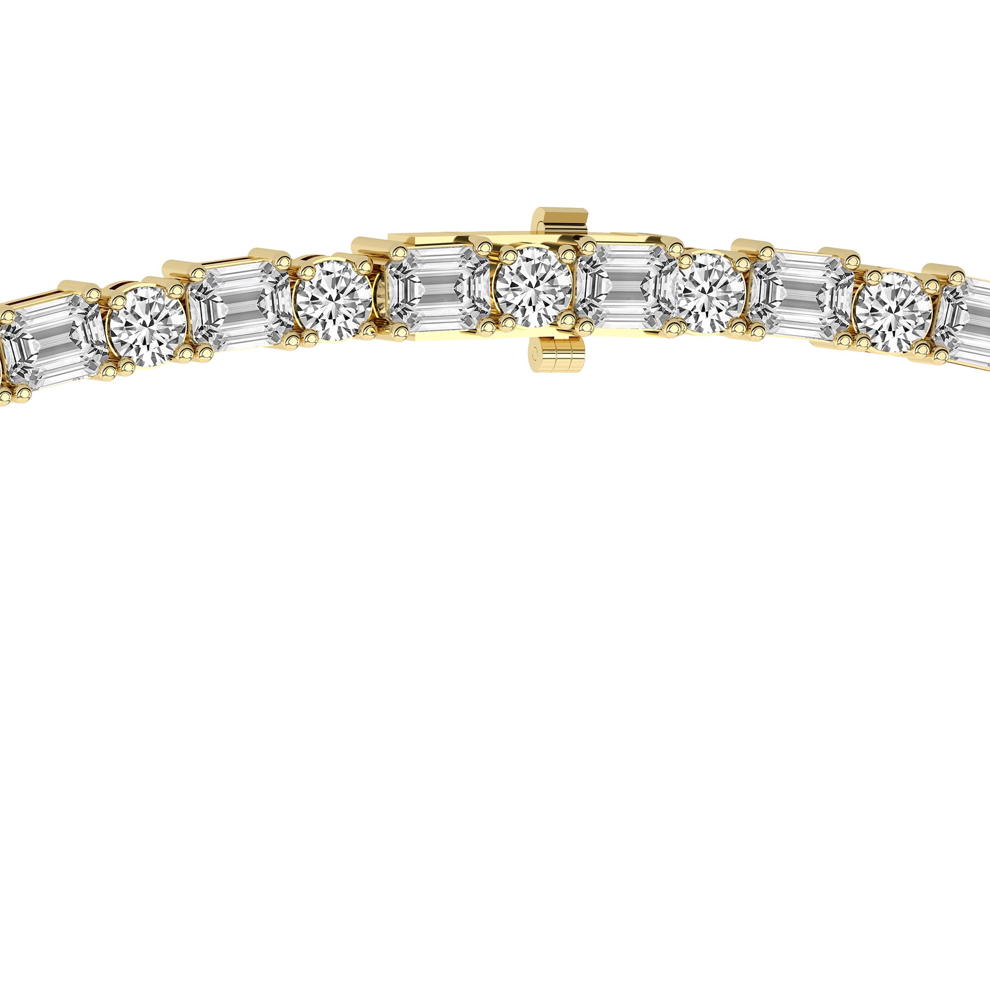 Alternating Round & Emerald Cut Diamond Tennis Necklace
