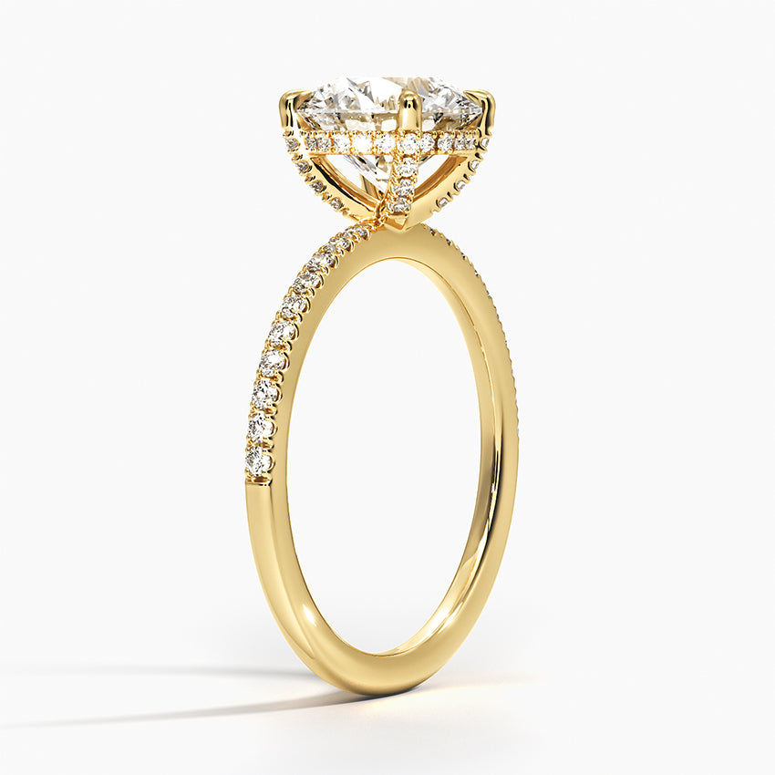 Round Lab Grown Diamond Accent Hidden Halo Engagement Ring