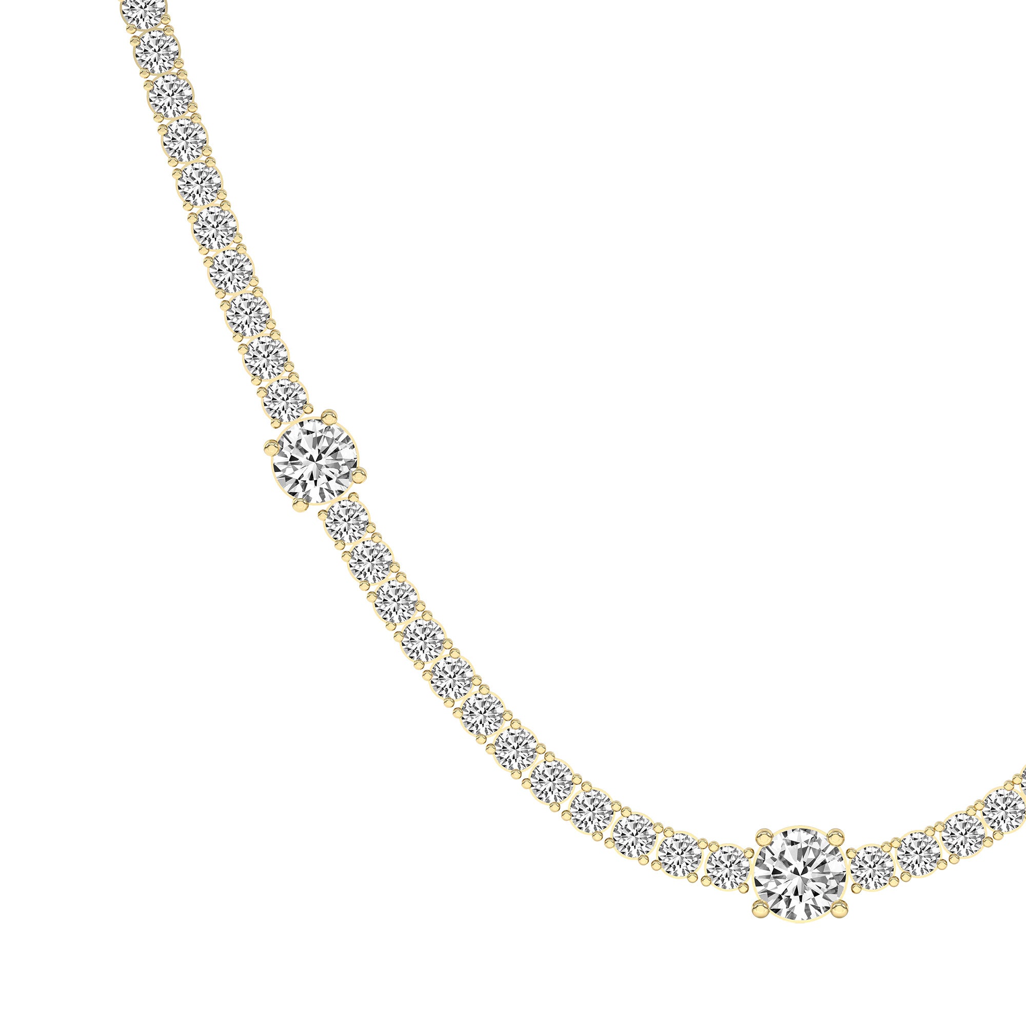 Round Lab Diamond Station Tennis Necklace