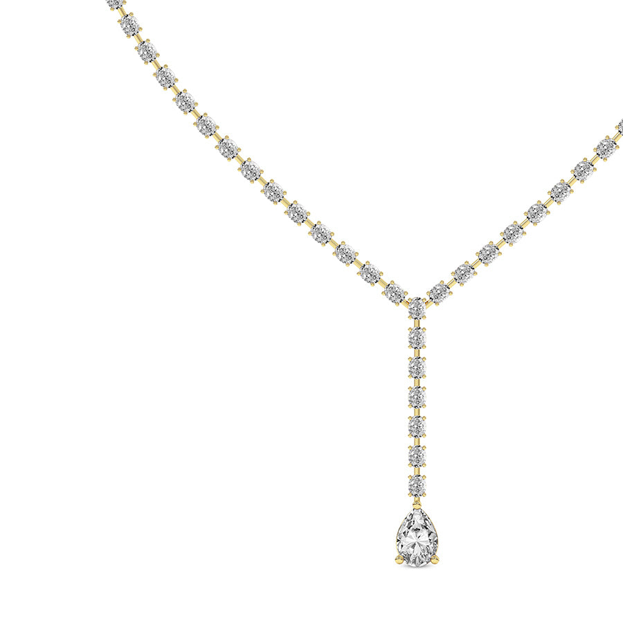 Luxury Y-Shape Tennis Necklace with Oval and Pear Cut Lab Diamonds