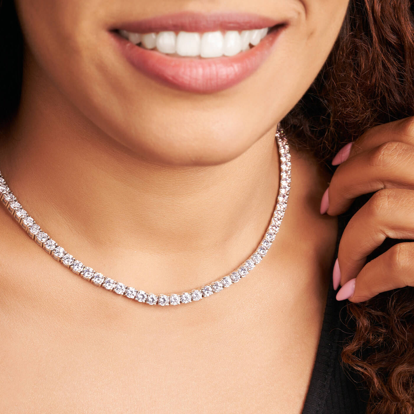 Round Lab Diamond Classic Tennis Necklace